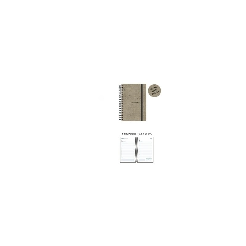 AGENDA POL. ESPIRAL 13.5x21 S/V STONE SURT.2025