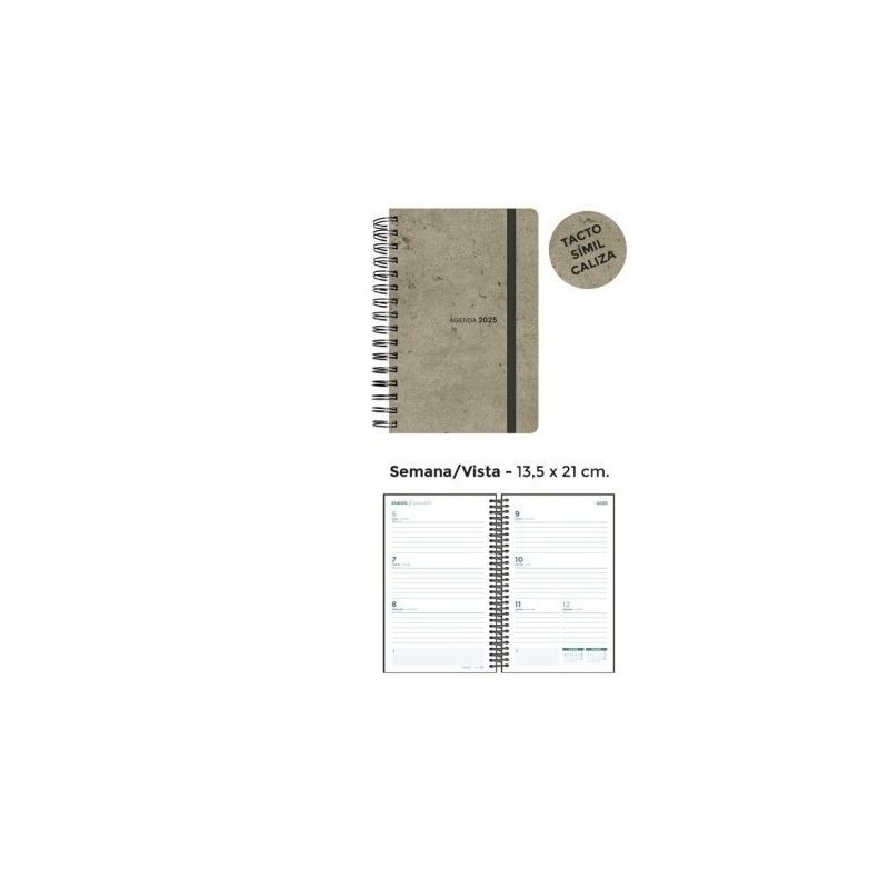AGENDA ESPIRAL 13.5x21 S/V STONE SURTIDOS 2025