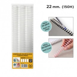 PACK 4 ESPIRALES HYBRID A4 22MM BLANCO