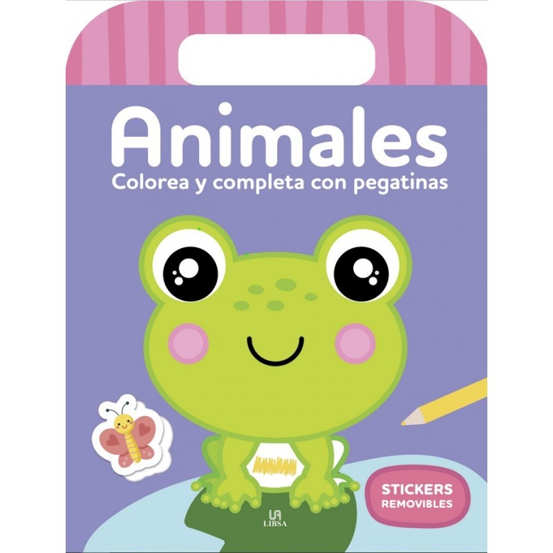 ANIMALES COLOREA Y COMPLETA CON PEGATINAS