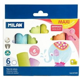 CAJA 6 TIZAS MAXI DE COLORES CARBONATO