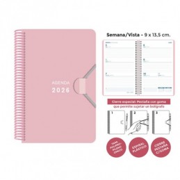 AGENDA ESPIRAL MINI PP SV PASTEL ROSA