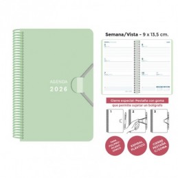 AGENDA ESPIRAL MINI PP SV PASTEL VERDE