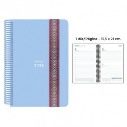 AGENDA ESPIRAL PP DP GOMA PASTEL AZUL 13.5x21.5CM