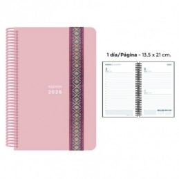 AGENDA ESPIRAL PP DP GOMA PASTEL ROSA 13.5x21.5CM