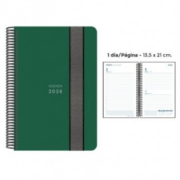 AGENDA ESPIRAL PP DP VERDE OSCURO 13.5x21.5 CM