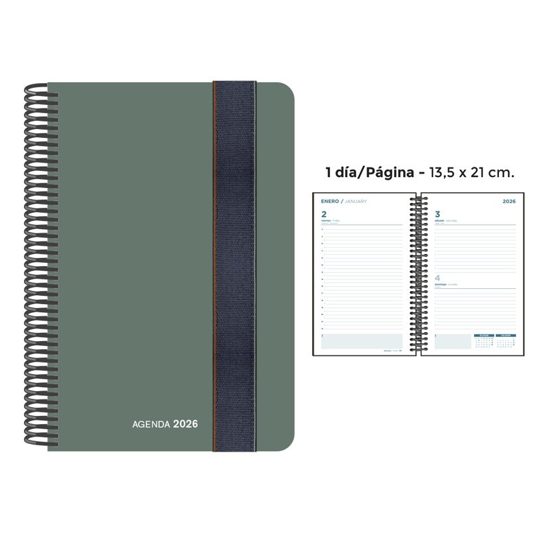 AGENDA ESPIRAL PP DP  FOAM VERDE 13.5x21.5 CM