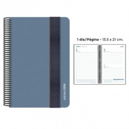 AGENDA ESPIRAL PP DP FOAM AZUL PLOMO 13.5x21.5 CM