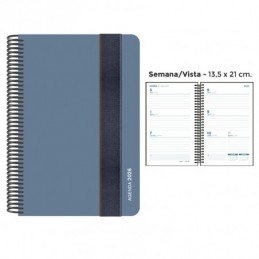 AGENDA ESPIRAL PP 13.5x21 SV FOAM AZUL PLOMO