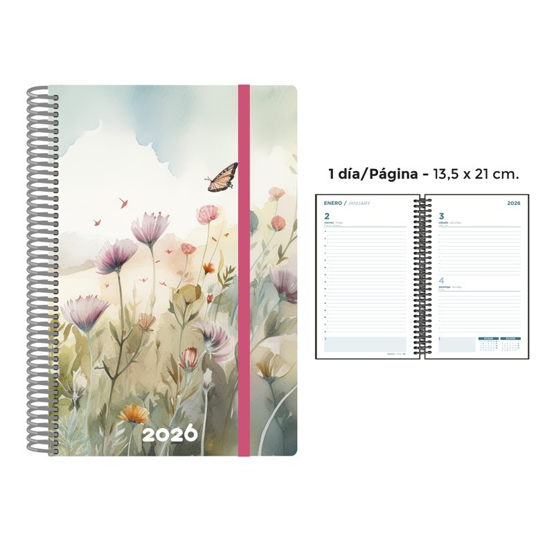 AGENDA ESPIRAL PP DP MARIPOSA 13.5x21.5 CM