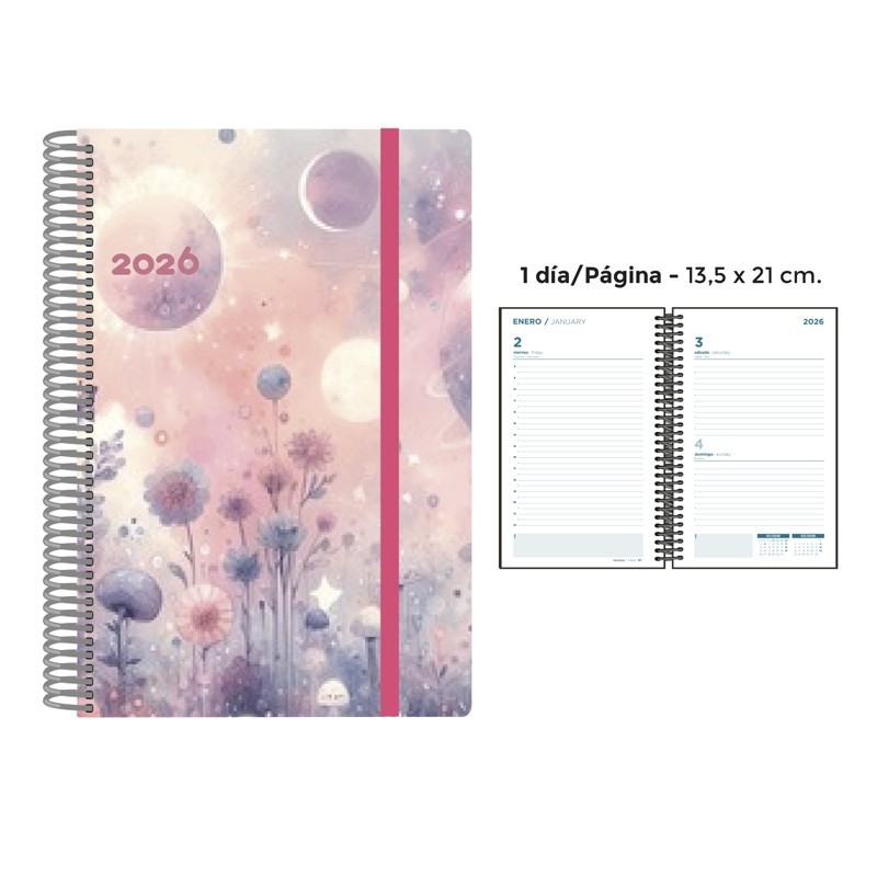 AGENDA ESPIRAL PP DP GARDEN PLANET 13.5x21.5 CM