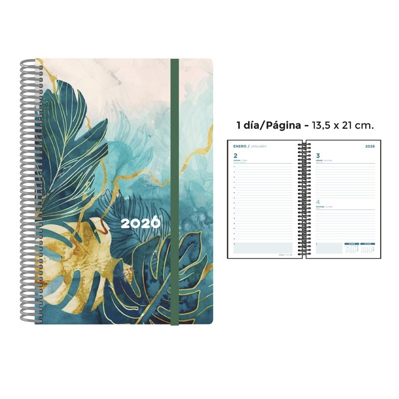 AGENDA ESPIRAL PP DP GREEN PARADISE 13.5x21.5 CM