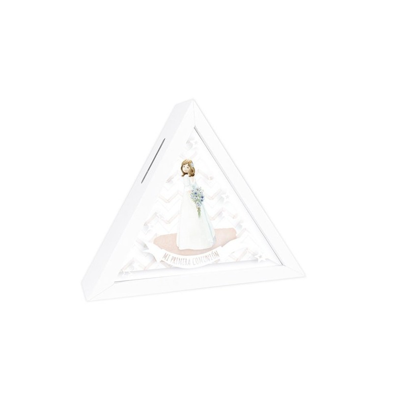 HUCHA TRIANGULAR COMUNIÓN NIÑA FLORES