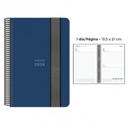 AGENDA ESPIRAL PP DP GOMA AZUL OSCURO 13.5x21.5 CM