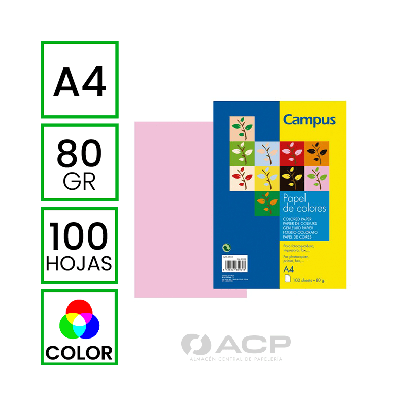 PAPEL CAMPUS A4 ROSA 80GR/100H