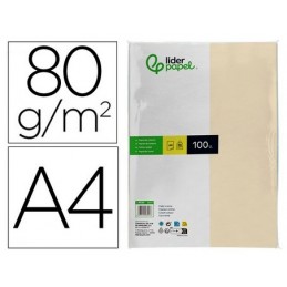 PAPEL A4 LIDERPAPEL 100UDS 80GR CREMA