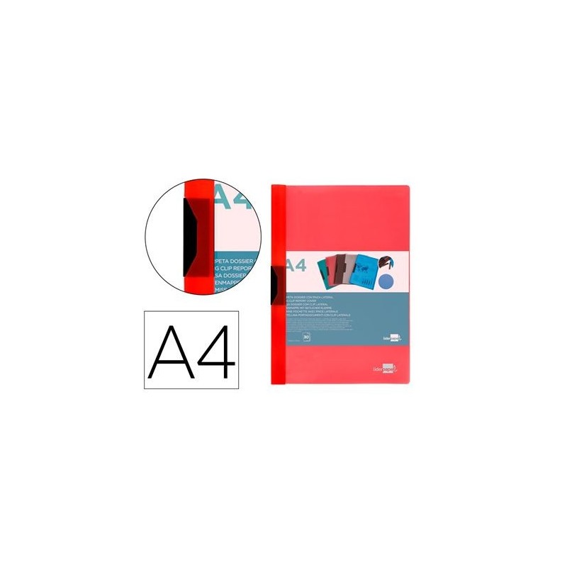 CARPETA LIDERPAPEL DOSSIER PINZA LATERAL A4 ROJO