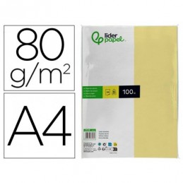 PAPEL A4 LIDERPAPEL 100UDS 80GR AMARILLO