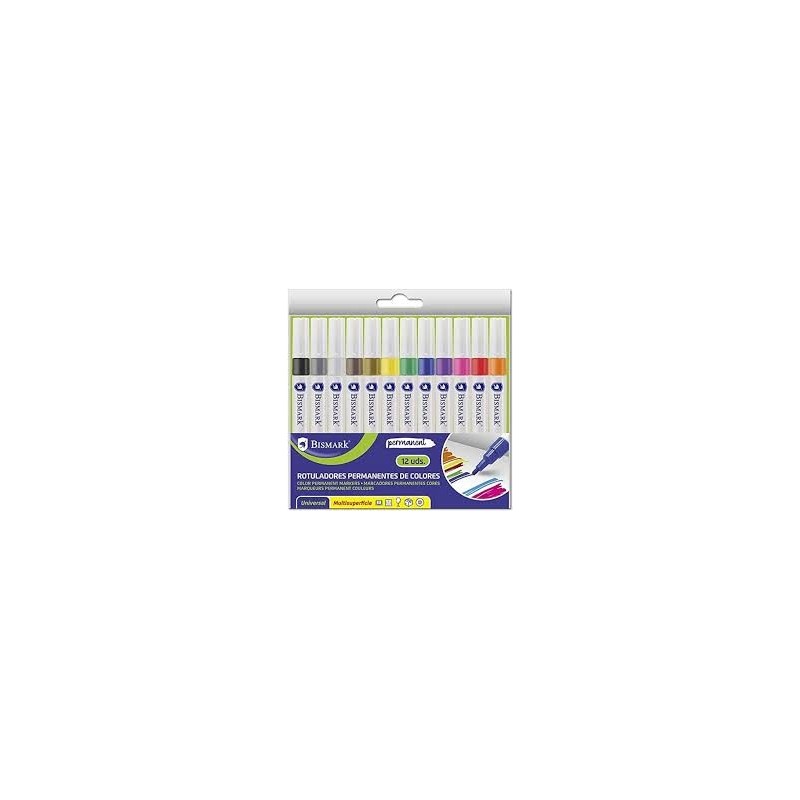 ROTULADOR PERMANENTE MULTISUPERFICIES 12 COLORES