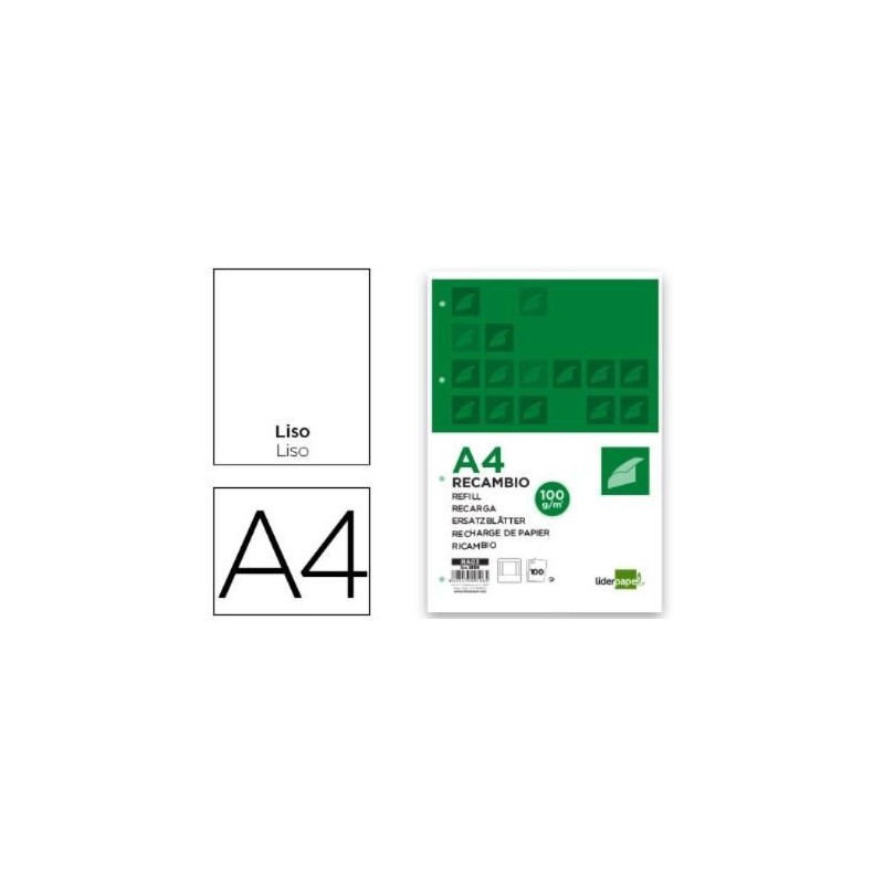 RECAMBIO LIDERPAPEL A4 100 HOJAS 100G LISO CON MAR