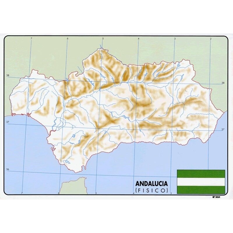MAPA MUDO ANDALUCIA FISICO