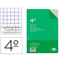 RECAMBIO LIDERPAPEL CUARTO 100H 60GR 8MM 6TALADROS