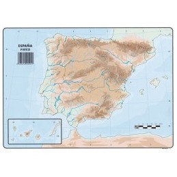MAPA MUDO ESPAÑA FISICA