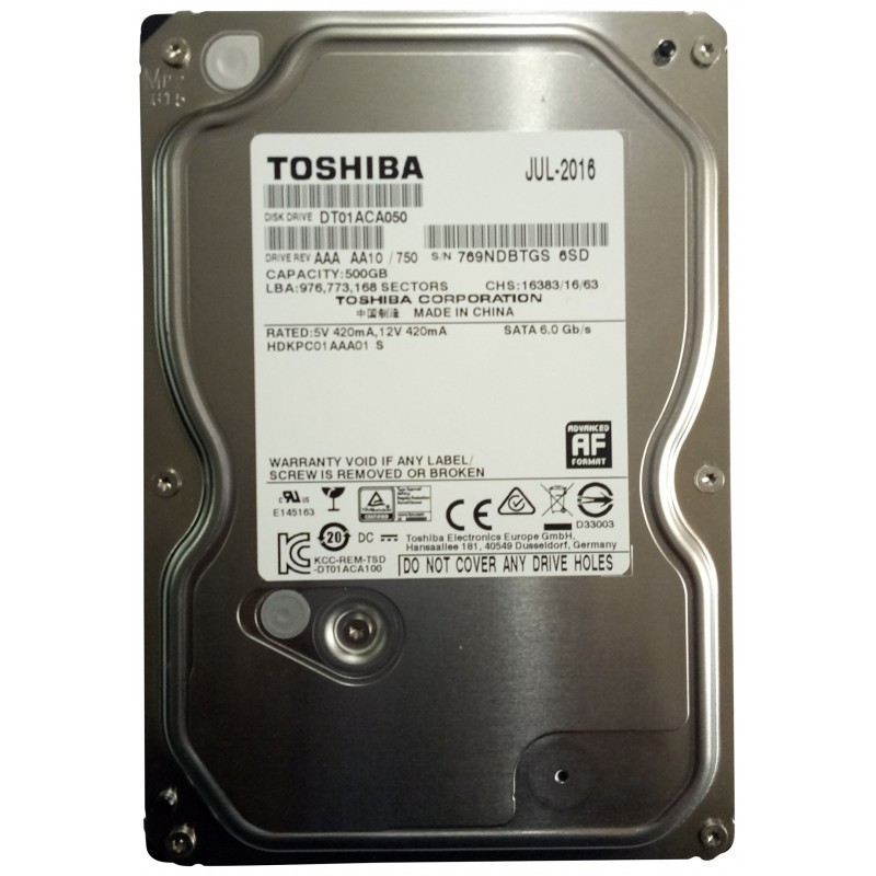 TOSHIBA 500GB SATA 32MB 7200RPM DTC1ACA050