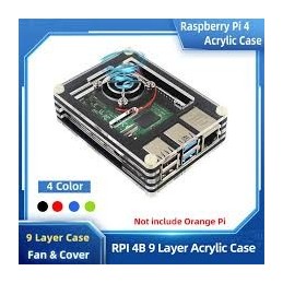 CAJA RASPBERY PI 4 TRANSPARENTE POR CAPAS AZUL
