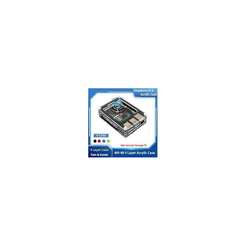CAJA RASPBERY PI 4 TRANSPARENTE POR CAPAS AZUL