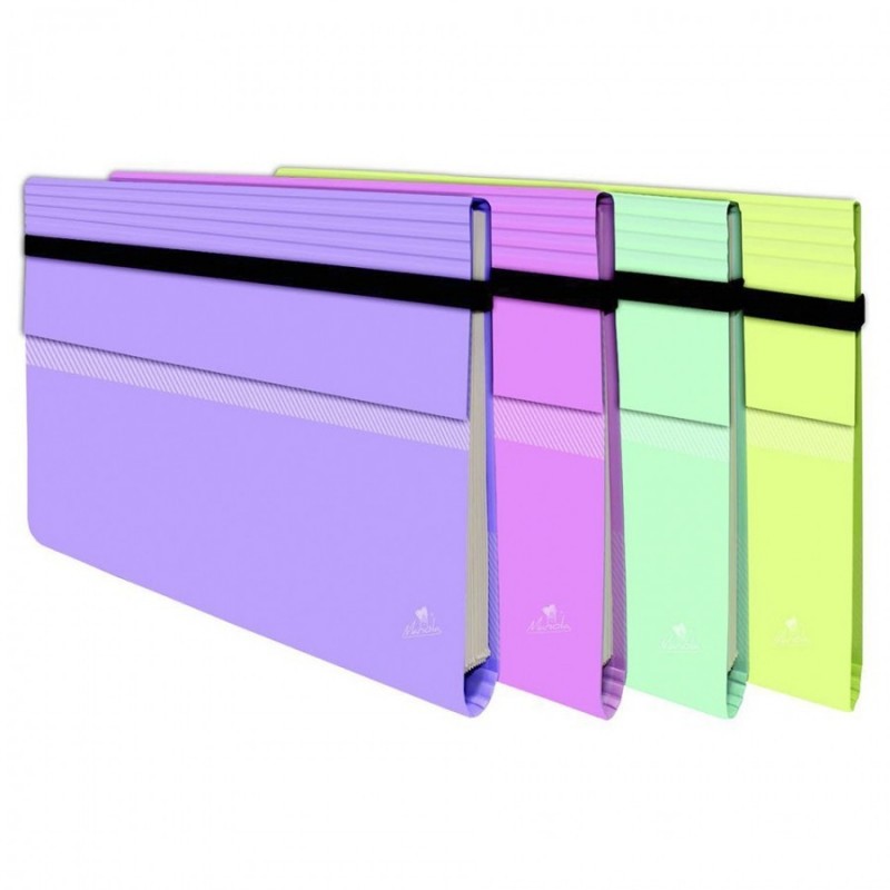 CARPETA CUARTO FUELLE 12 BOLS TRANSP / COLORES