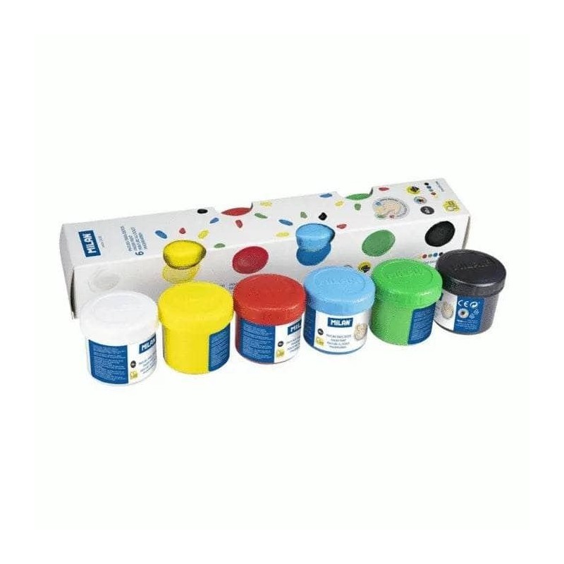 ESTUCHE 6 TARROS PINTURA DEDOS 40ML MILAN