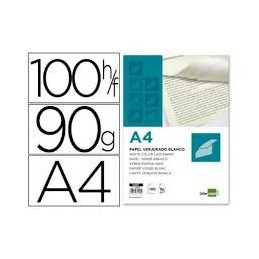 PAPEL VERJURADO LIDERP. A4 90G/M2 BLANCO 100 HOJAS