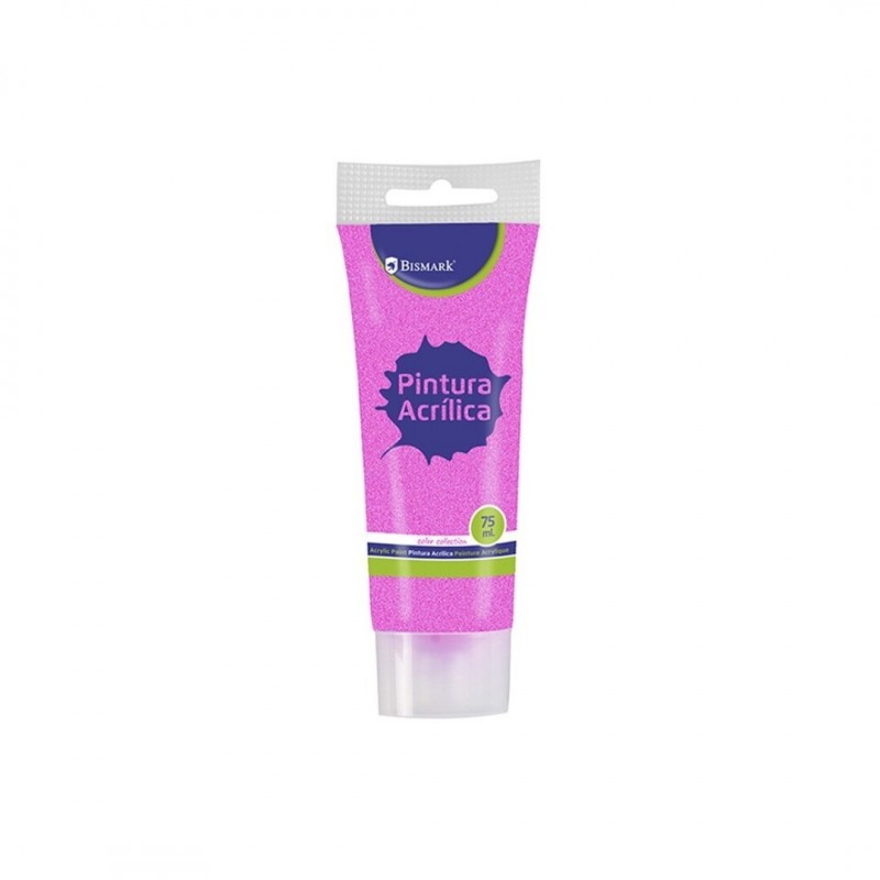 PINTURA ACRILICA 75 ML ROSA CON GLITTER