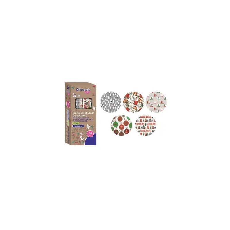 PAPEL DE REGALO KRAFT NAVIDAD 70x200