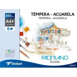 PAPEL DIBUJO ACUARELA A4+ 24x32 350gr 6 HOJAS