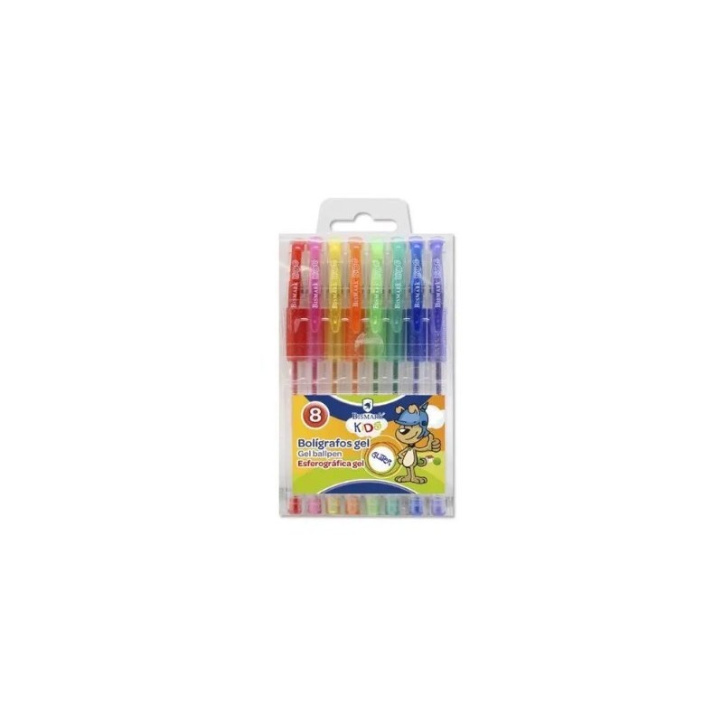 BLISTER 8 BOLIGRAFOS GEL CON BRILLANTINA