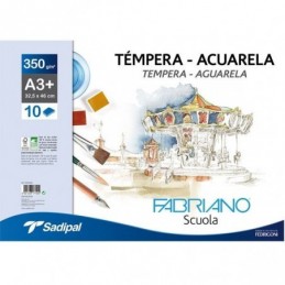 PAPEL DIBUJO ACUARELA 29.7x42 350gr 6HOJAS
