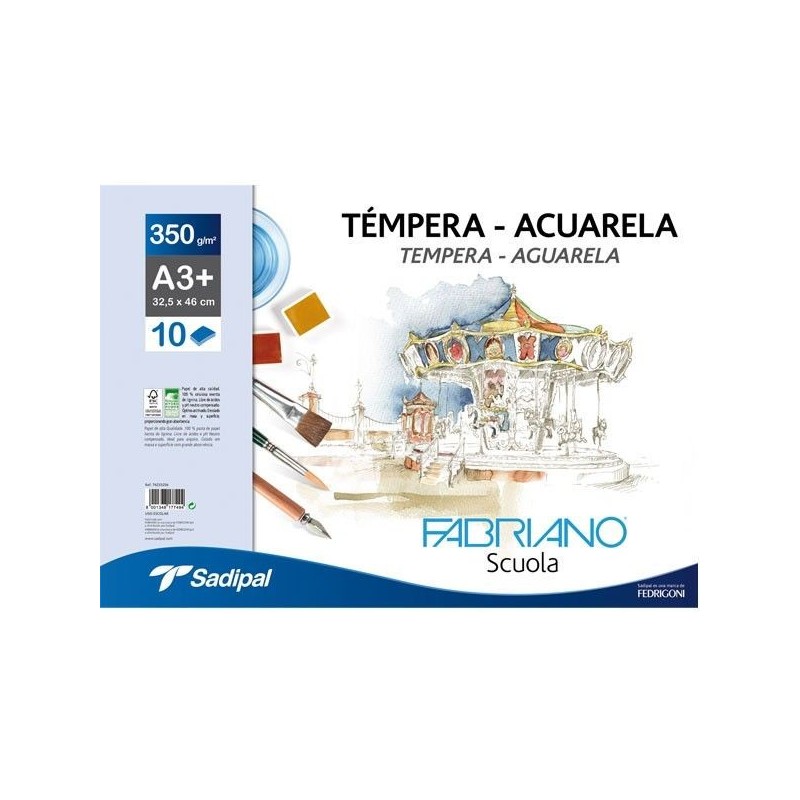 PAPEL DIBUJO ACUARELA 29.7x42 350gr 6HOJAS