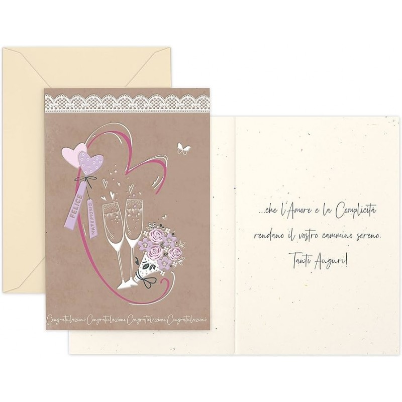 TARJETAS FELICITACION RELIEVE BODA 10X15 CM