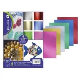 BLOC CARTULINA A4 METALIZADA 120GR 6 COLORES