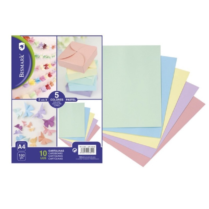 CARTULINAS DE COLORES PASTEL A4 - 10UDS