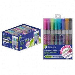 ROTULADOR BICOLOR PLATA + NEON-PASTEL 8 COL SET