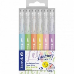 ROTULADORES GLITTER 6 COLORES LETTERING PASTEL