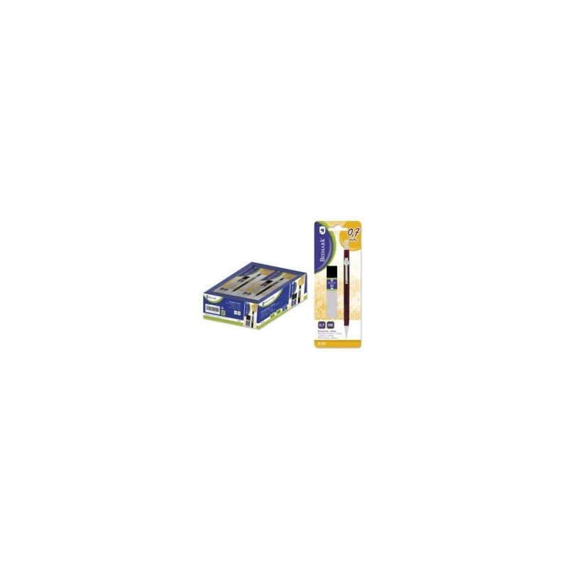 PORTAMIINAS BISMARK COLOR NEON 0.7MM+12MINAS NEGRA
