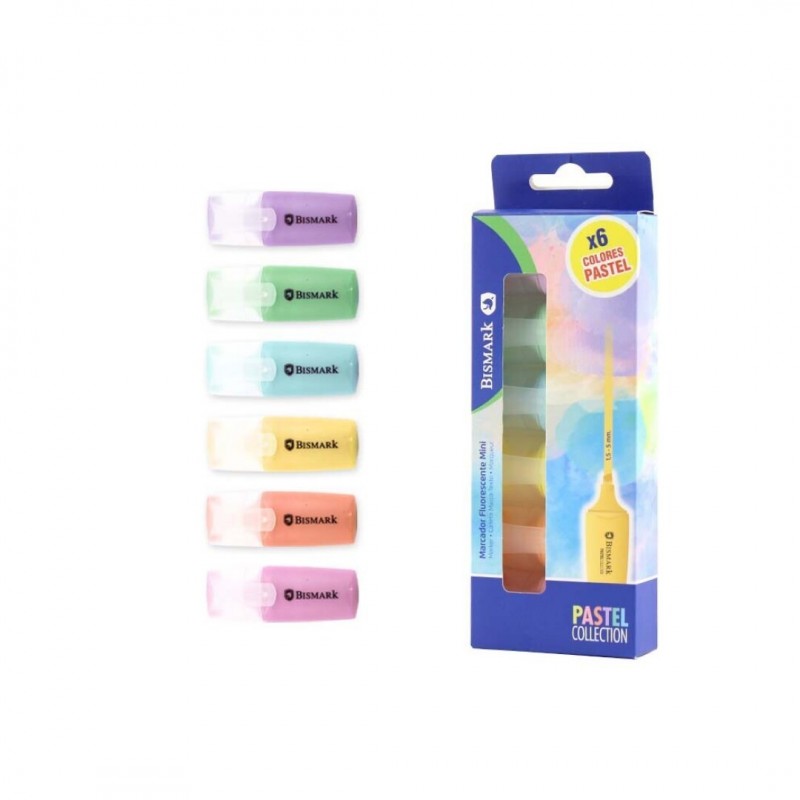 MINI ROTULADOR FLUORESCENTE BISMARK PASTEL BLIST 6