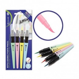 SET 4 ROTULADORES LETTERING PUNTA PINCEL PASTEL