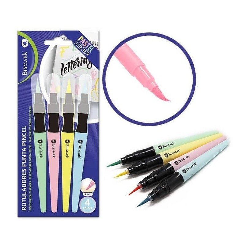 SET 4 ROTULADORES LETTERING PUNTA PINCEL PASTEL