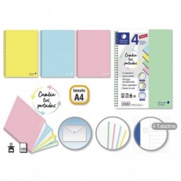 CUADERNO 4 TAPAS PP PASTEL A4 120H C/SOBRE PP