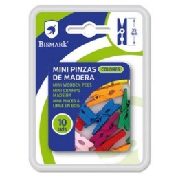BISMARK MINI PINZA MADERA COLOR 35MM 10